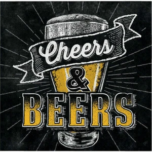 Australia Day Party Supplies Cheers & Beers Beverage Napkins 16 Pack Black Gold - Picture 1 of 1