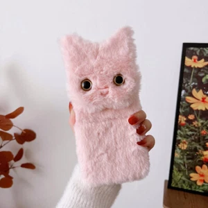 Fur Plush Cat Ears Hard PC Phone Case Shockproof Cover For Samsung Z Flip 3 4 - Picture 1 of 15