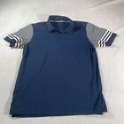 Under Armour Shirt Mens Large Blue Striped Sleeve Dri Fit Golf Casual Sports Top
