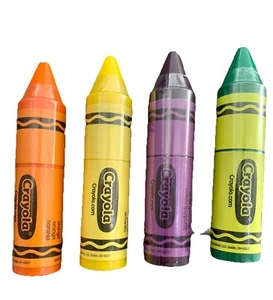 2022 WENDY'S CRAYOLA CRAYONS NEW SEALED 4 PIECE SET : YELLOW ORANGE PURPLE GREEN - Picture 1 of 10