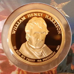 2009-S Presidential Dollar Deep Cameo Proof Münze William Henry Harrison - Bild 1 von 2