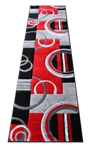 Sophia Collection Hand Carved Area Rug Modern Contemporary Red Grey White Black - Picture 1 of 7