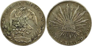 Mexico 1889 Silver Cap & Rays 8 Reales Coin Guanajuato Mint Chop Marks - Picture 1 of 1