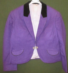 Damen Trachten Jacke Janker lila mit schwarzem Samtkragen Gr. 40 - Picture 1 of 4