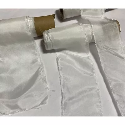 White 100% Silk Habotai Ribbon ( 4 Widths to choose from) - Image 1 of 3