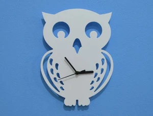 White Cartoon Owl Silhouette - Wall Clock - Picture 1 of 4