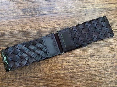 VTG Y2K Old Navy Dark Brown Braided Wide Statement Waist Belt M/L Boho Western - Image 1 of 4