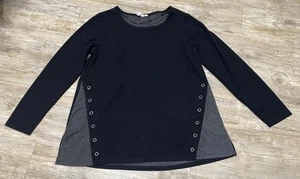 Cable & Guage Langarmshirt Damen M schwarz mit grauen Seitenteilen & Ösen - Bild 1 von 15