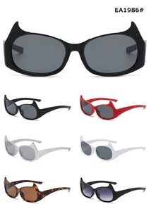 HALLOWEEN BAT LOOK ASSORTED COLOR FRAMES UNISEX SUNGLASSES 4/6 Pair EA1986 - Picture 1 of 8