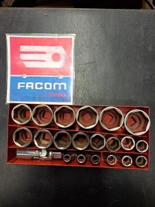 Boîte Douilles Facom 6 Pans Carré 1/2. + Cardan Facom S240 . - Imagen 1 de 9