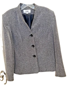 Le Suit Blazer & Skirt 2-Piece Set Grey Career, Size 12 - Picture 1 of 7