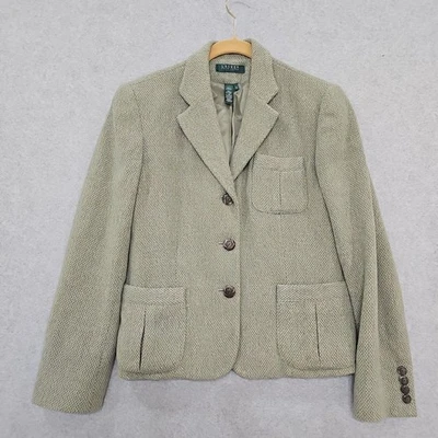 Lauren Ralph Lauren Blazer Jacket Womens Petites Sz 8P Vtg Wool Blend Equestrian - Image 1 of 4