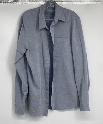 Lululemon Mens Blue Heather Collared Long Sleeve Pockets Button-Up Shirt No Size - Image 1 of 4