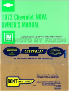 1972 Chevy Nova and SS Owners Manual with Envelope 72 Chevrolet Owner Guide Book - Picture 1 of 1