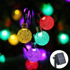 7M Festoon 50LED String Solar Lights Christmas Wedding Party Fairy Globe Bulbs - Picture 1 of 11