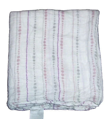 Aden + Anais Pink Rose Gray Bamboo Baby Blanket Tranquility Beads Dots - Image 1 of 2