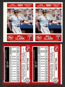 1991 Post Cereal (Canadá) S.F. Par de prueba de producción Giants' Will Clark - Imagen 1 de 2