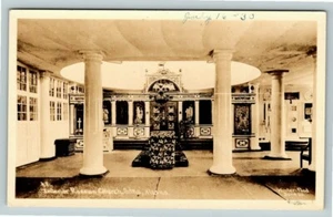 Postal interior iglesia rusa Sitka Alaska RPPC, 1930 (estanque de invierno Juneau) - Imagen 1 de 2