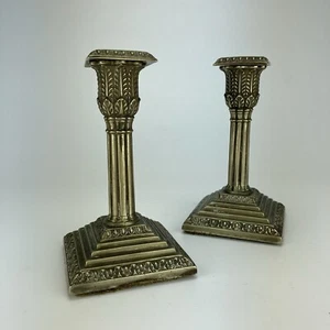 2 Late Victorian, silverplate candlesticks, neo classical, Corinthian, 15 cm - Picture 1 of 11
