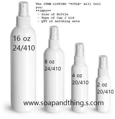 2 oz WHITE Bullet Plastic Bottle PET-12 sets choice of SPRAYER caps FREE SHIPP - Image 1 of 2