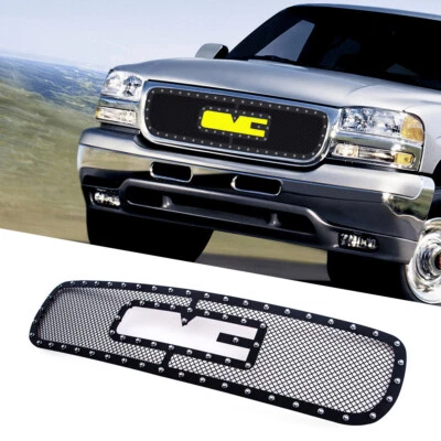 Rivet Stainless Black Mesh Grille For 99-02 GMC Sierra 1500/2500 2001-2006 Yukon - Image 1 of 4