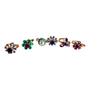 Assorted Adjustable Flower Rings-Six Pack - Picture 1 of 1