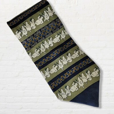 Corbata de Seda Coca Cola Oso Polar Logo Patrón Coca-Cola Verde y Azul 100% Seda Foto 1 de 4