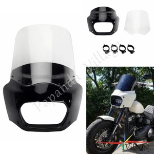 Headlight Fairing & 15'' Clear Windshield Kits For Harley Softail Fat Bob FXFB - Bild 1 von 11