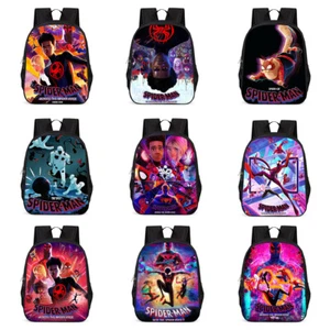 Across The SpiderVerse Spiderman Miles Gwen Kids Backpack Schoolbag Rucksack Bag - Picture 1 of 26