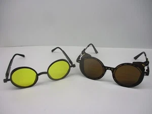 Glacier Sunglasses 2 Pair Lot Round Unisex Brown Black Steampunk Hike Ski New - Picture 1 of 10