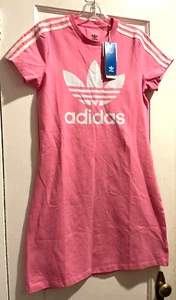 ADIDAS Adicolor SHORT SLEEVED PINK DRESS FOR BIG GIRL SZ L NWT - Picture 1 of 5
