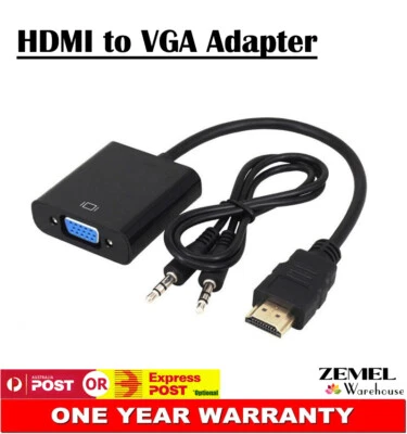 HDMI Male to VGA Female Adapter With 3.5mm Audio Out For PC DVD PS3 Laptop XBox - Image 1 of 4