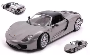 Coche Escala 1:18 Welly Porsche 918 Spyder Wclosed Top Grey Diecast - Imagen 1 de 1