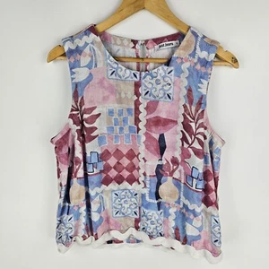 Just Jeans Tank Top Womens Size 14 Multicolour Abstract Linen Blend Sleeveless - Bild 1 von 6