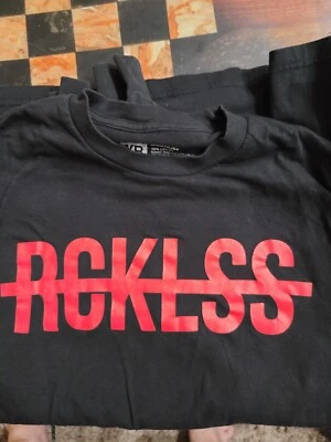 YR (Young & Reckless) Rckless Graphic Logo Medium Tee, Red On Black, Longsleeve  - Image 1 of 4