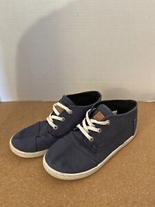 Toms Kids Youth High Top Casual Shoes Boys Girls BOTAS Canvas Navy Blue Size 3.5