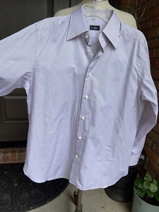 Ermenegildo Zegna regular fit cotton men Dress shirt M Or L 15 White Gray - Picture 1 of 10