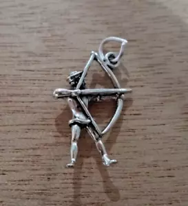 16x24mm Archery Archer with Bow and Arrow Sterling Silver Charm - Picture 1 of 3