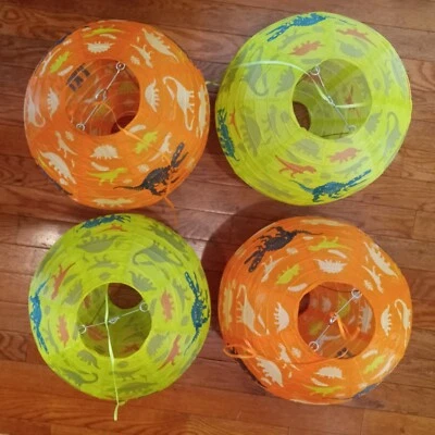 10-Inch Dinosaur Paper Lanterns (Set of 4) Orange and Green - Birthday Decor  - Image 1 of 4