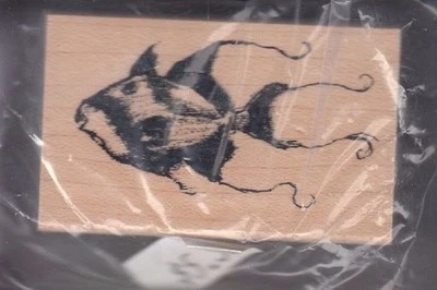 Тропический рыбный клуб лом деревянный смонтированный резиновый штамп 1 1/4 x 2 дюйма бесплатная доставка - Изображение 1 из 2