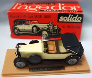 SOLIDO 145 HISPANO-SUIZA H6B 1926 MODEL CAR CREAM BROWN WITH BOX & DISPLAY CASE! - Picture 1 of 6