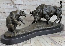 Buffalo vs Bear Bronze Lost Wax Figure Animal Battle by French Artist Barye SALE
