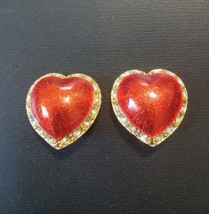 Victoria Secret Ohrclips rot emailliert Herz mit Strass  - Bild 1 von 7
