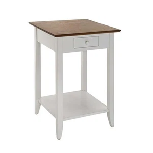 American Heritage One-Drawer End Table with Shelf in White Wood Finish - Picture 1 of 5