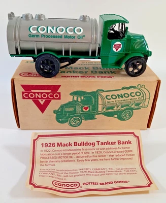 ERTL 1926 Mack Bulldog Tanker Moneybox 1:38 Die-Cast Conoco Livery USA Made - Image 1 of 4