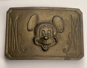 RARE Vintage 1973 WALT DISNEY'S MICKEY MOUSE BRONZE BELT BUCKLE ~AL SHELTON~ - Picture 1 of 12