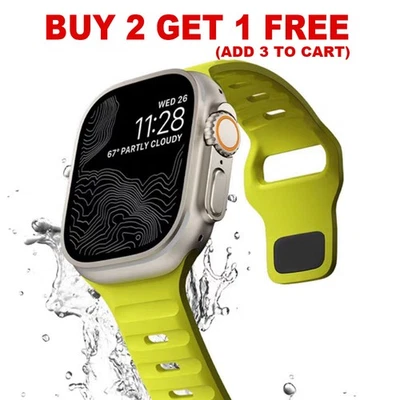 Pulseira esportiva de silicone 49 mm para Apple Watch Ultra3 Series 11 10 9 8 7 6 iWatch - Imagem 1 de 4