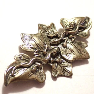Vintage 2 Hidden Lizards Leafy Foliage Signed Sterling Silver Pin 2-7/8" 13.1g - Picture 1 of 8