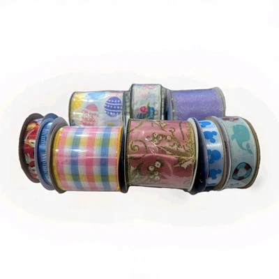 9 New 5 Wired-Edge Lot of Disney Spring And Easter Ribbon Holiday Decor - Image 1 of 2