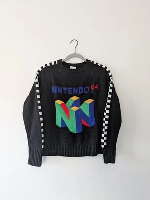 Suéter para mujer Nintendo 64 pequeño negro manga a cuadros fiesta N64 Foto 1 de 4